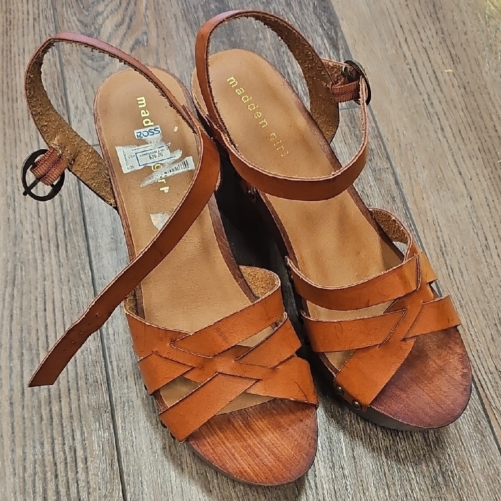 Summer, Chunky, Women's, Brown Strappy, Sandals, Lightweight, 70s Style, Heel